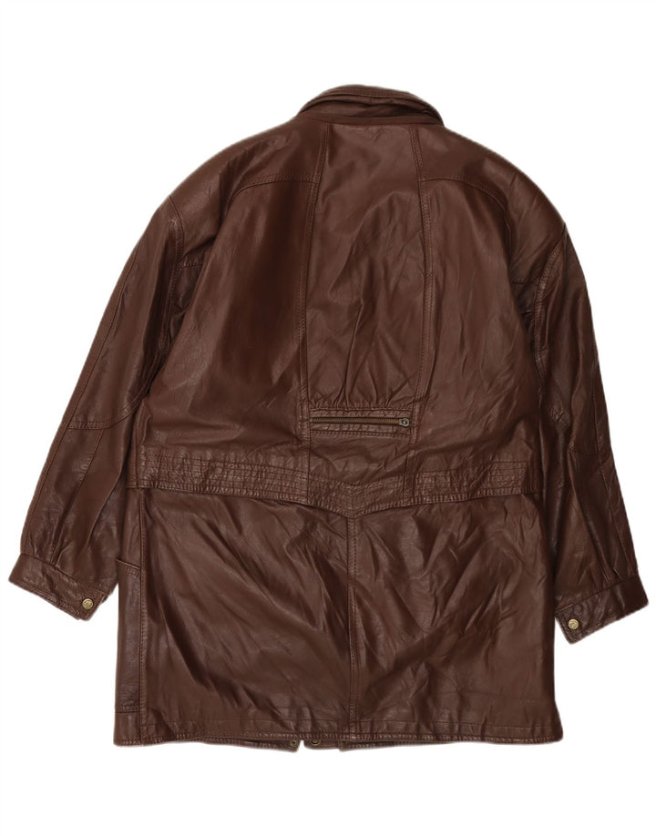 Cappotto in pelle da donna VINTAGE UK 14 grande marrone