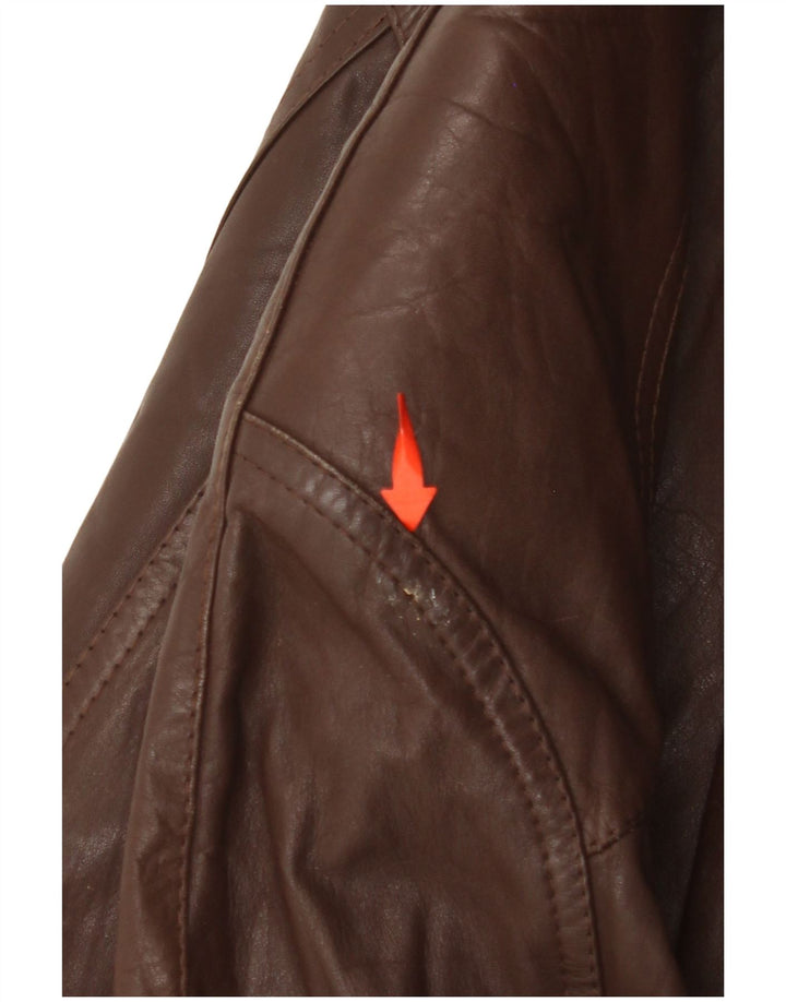 Cappotto in pelle da donna VINTAGE UK 14 grande marrone