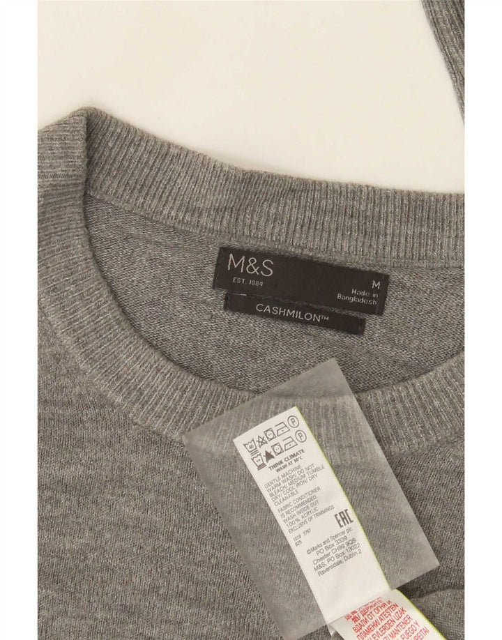 Maglione maglione girocollo da uomo Marks & Spencer grigio medio in acrilico