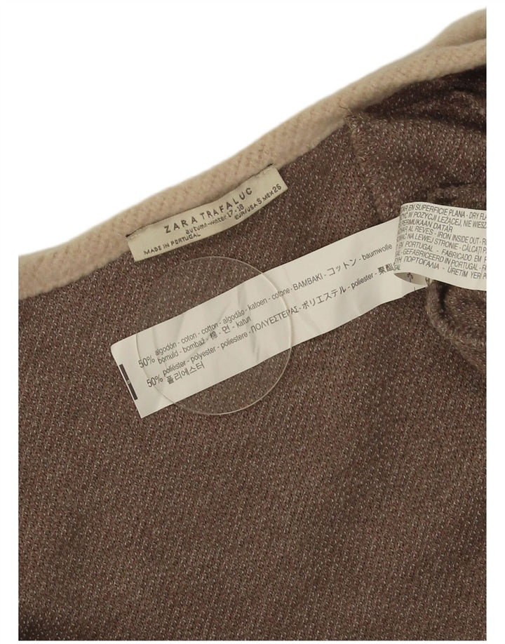 Maglione cardigan aperto oversize lungo da donna Zara UK 10 piccolo marrone