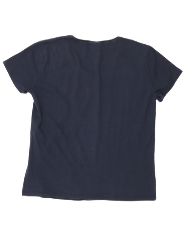 T-shirt da donna Trussardi Jeans Top UK 18 XL Blu navy in cotone color block