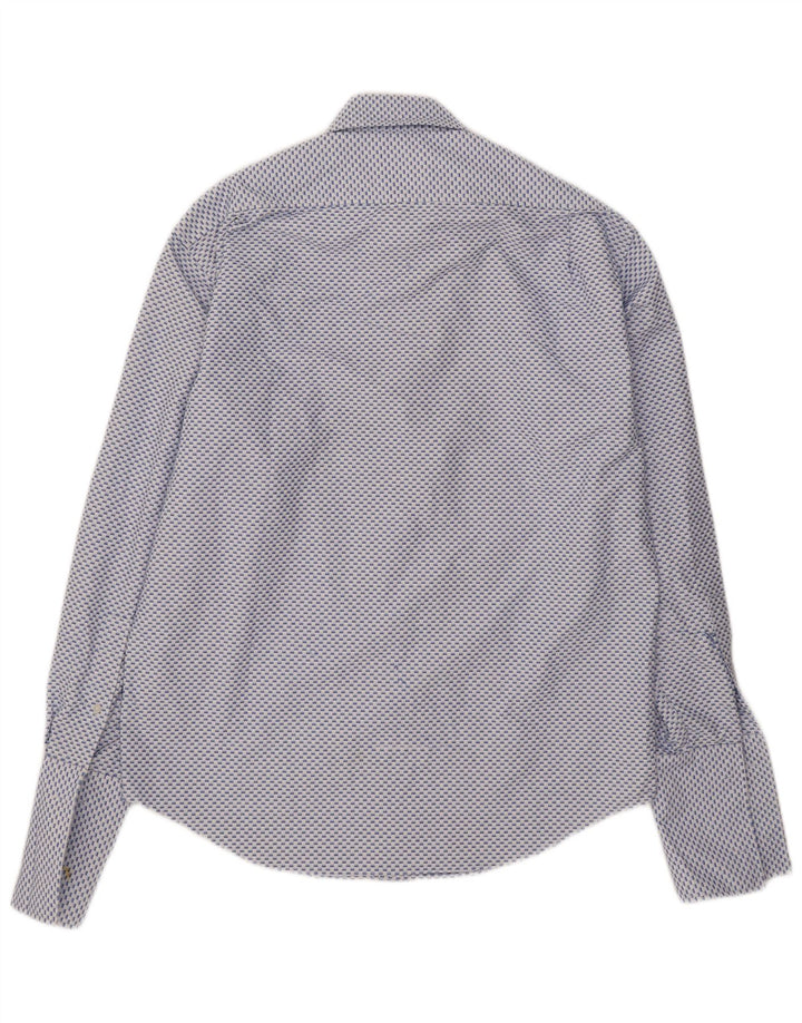 Camicia formale da uomo Yves Saint Laurent in cotone geometrico blu medio