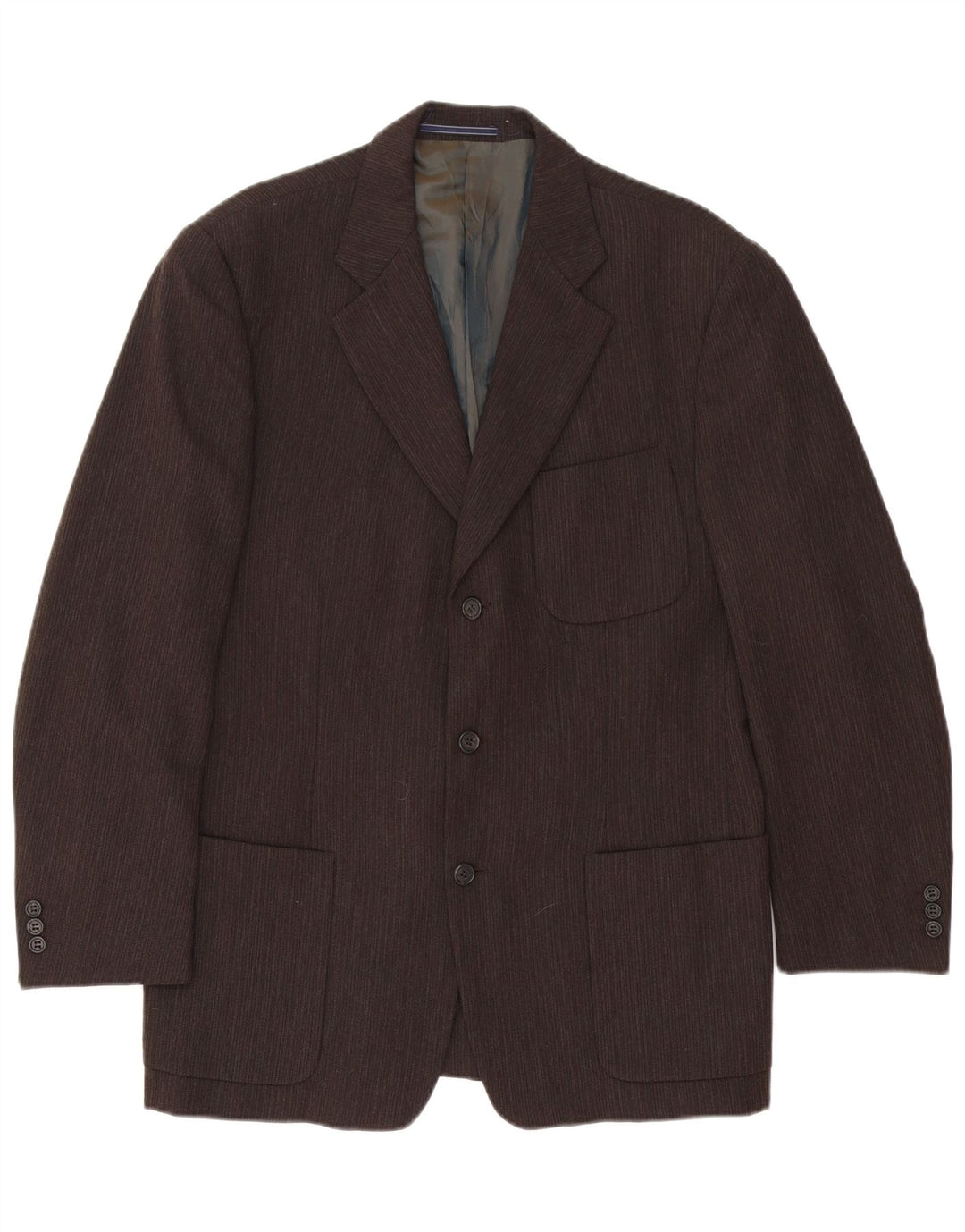 Giacca Blazer Trussardi Uomo 3 Bottoni IT 50 Large Marrone Gessato Acetato