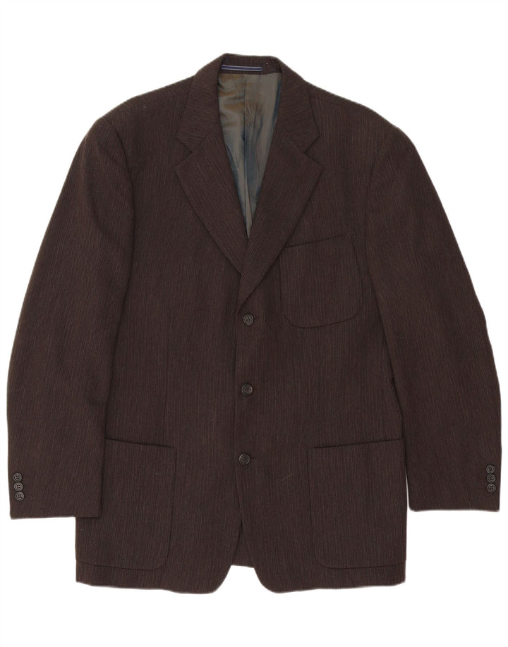 Giacca Blazer Trussardi Uomo 3 Bottoni IT 50 Large Marrone Gessato Acetato