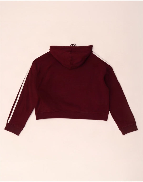 Maglione con cappuccio oversize corto da donna Adidas UK 10 piccolo cotone bordeaux