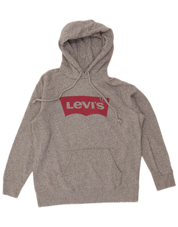 Maglione con cappuccio grafico oversize da donna LEVI'S UK 10 piccolo grigio chiazzato