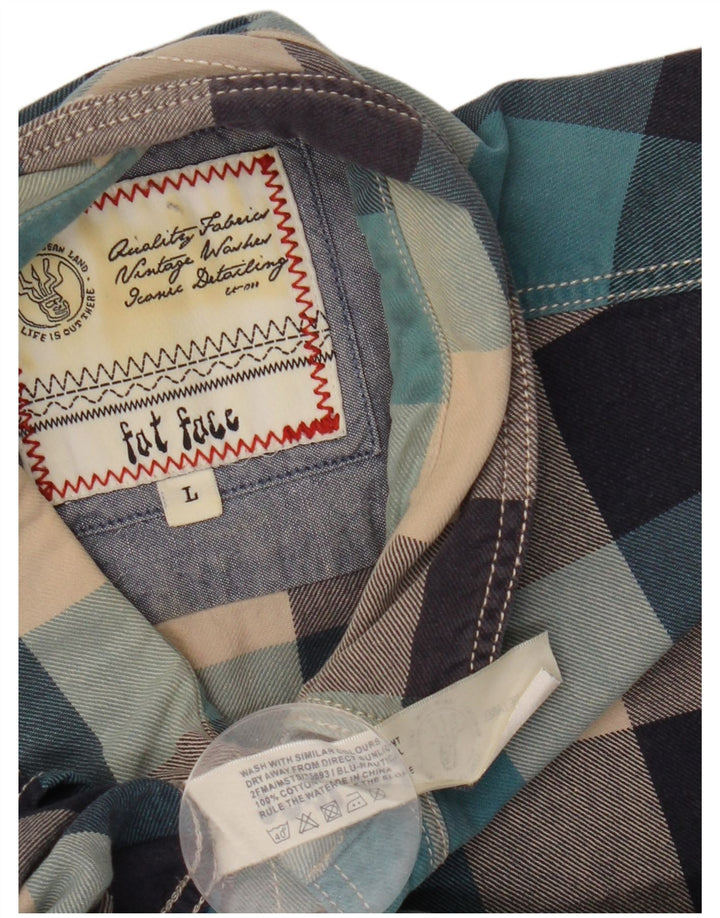 Camicia da uomo Fat Face Large in cotone a quadri blu