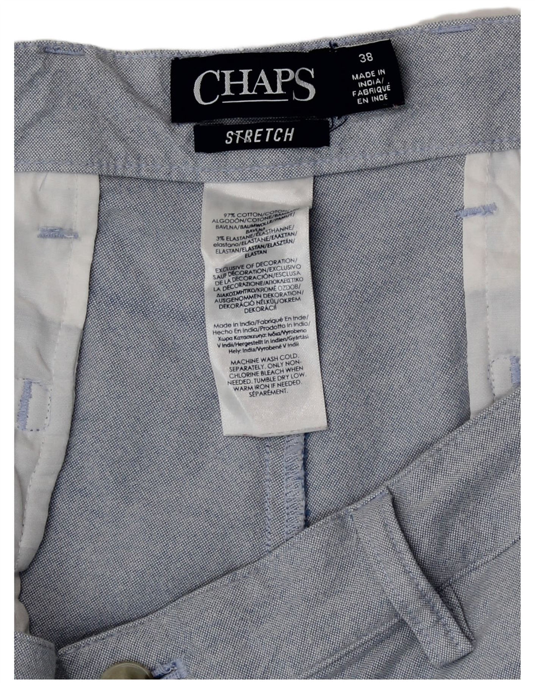 Pantaloncini chino da uomo Chaps W38 XL in cotone blu