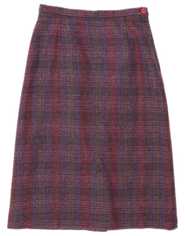 Gonna longuette da donna Pitlochry UK 14 media W30 lana a quadri multicolore