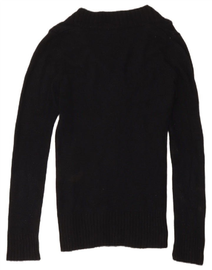Maglione Zara da donna con scollo a V UK 12 nylon nero medio