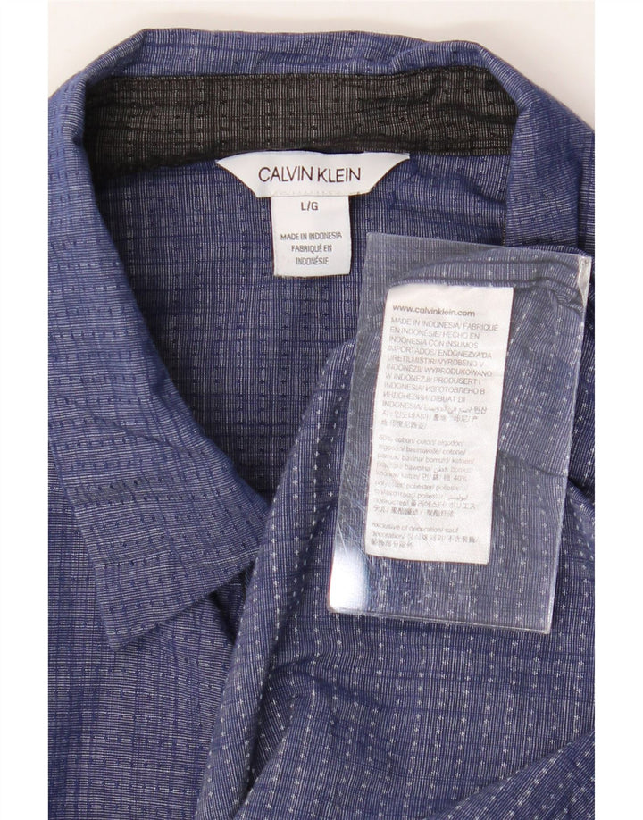 Camicia da uomo Calvin Klein in cotone a righe grandi blu