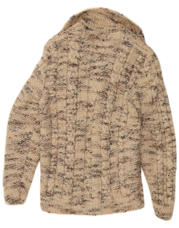 Maglione cardigan da donna VINTAGE UK 12 Beige medio screziato