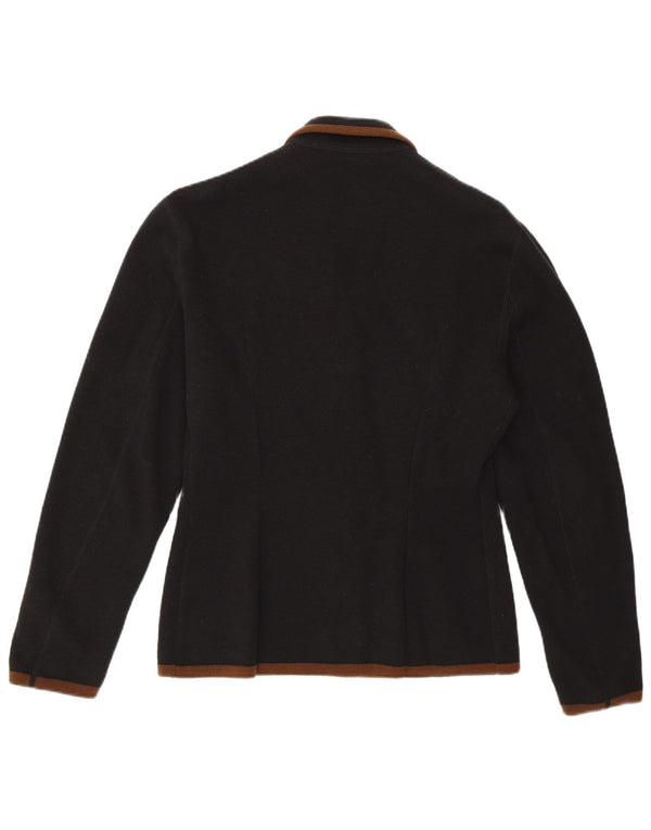 Maglione cardigan da donna vintage UK 16 grande lana vergine nera