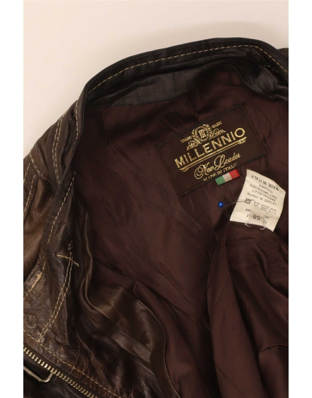 Giacca in pelle vintage da uomo UK 40 grande in pelle marrone