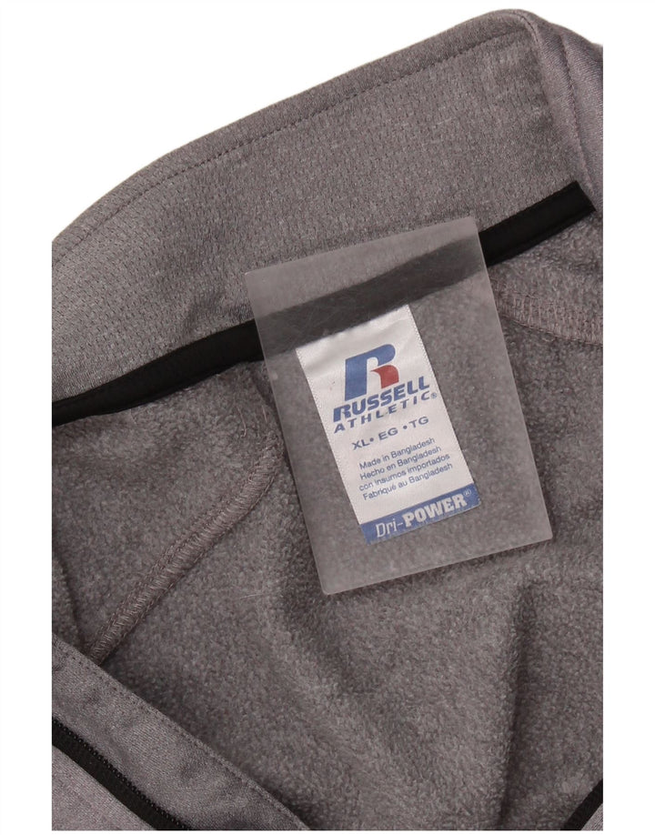 Felpa da uomo con collo con zip Russell Athletic, maglione XL grigio