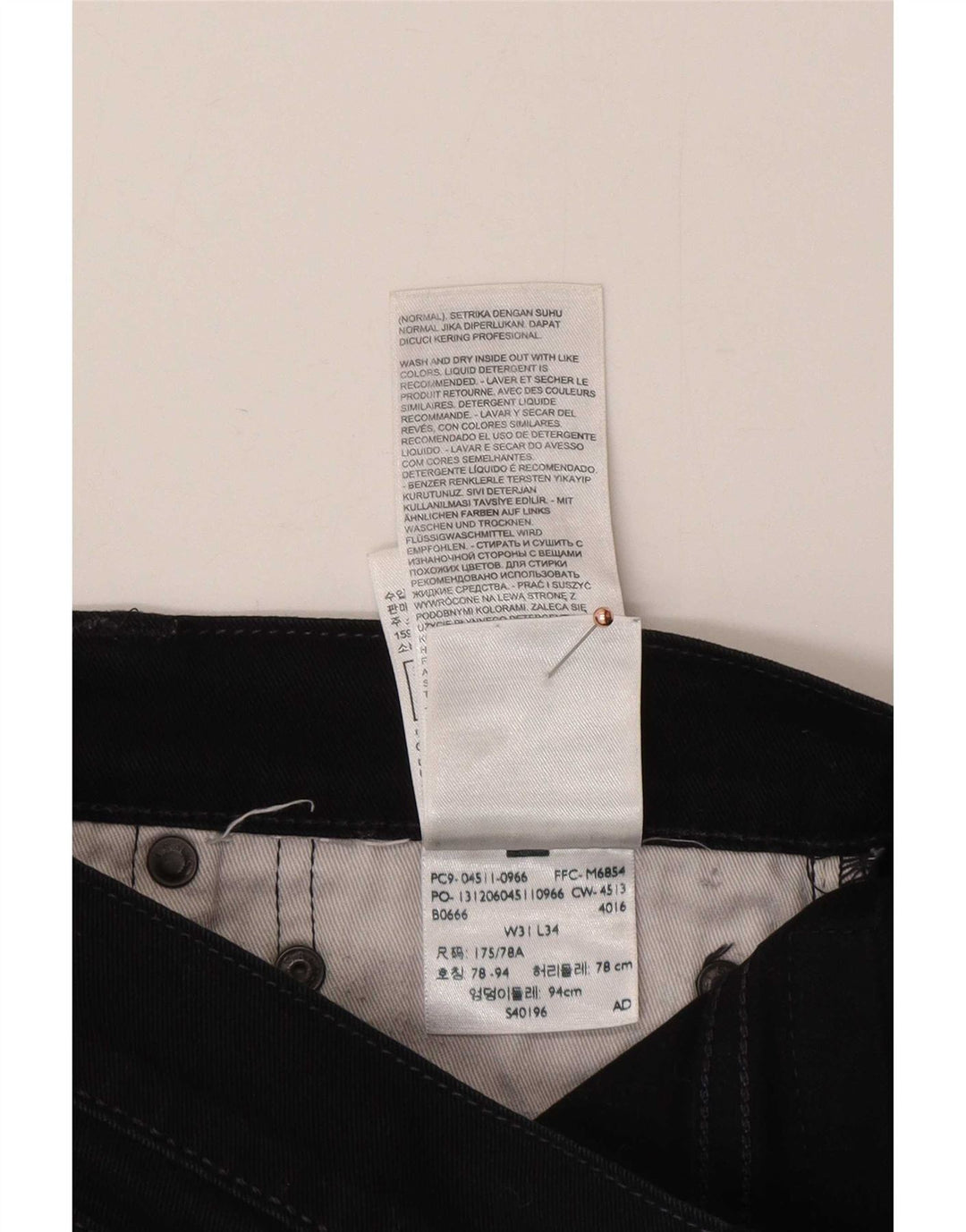 Jeans dritti tagliati da uomo Levi's W31 L25 cotone nero