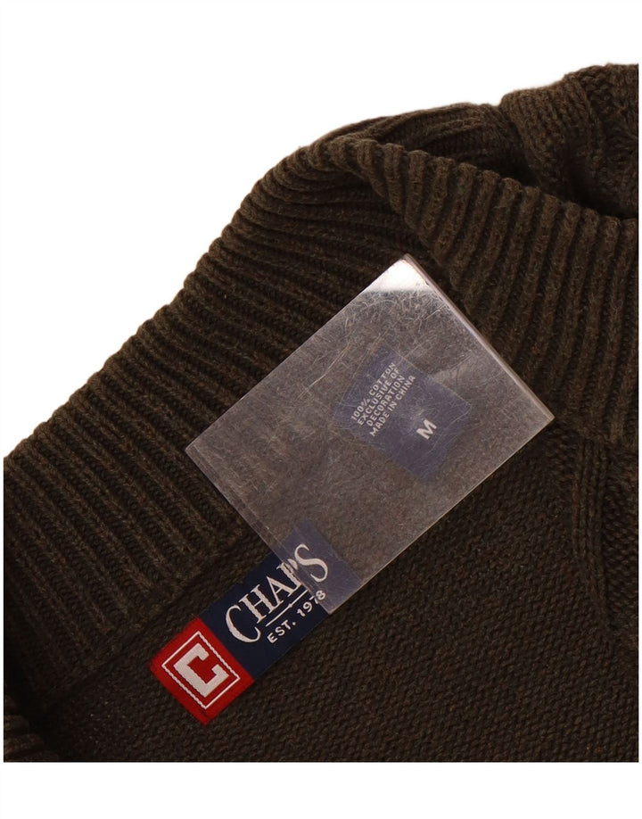 Maglione da uomo Chaps con zip e collo in cotone kaki medio