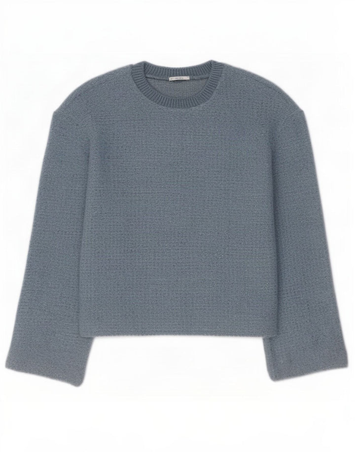 Maglione corto girocollo da donna Zara UK 14 Poliestere blu medio