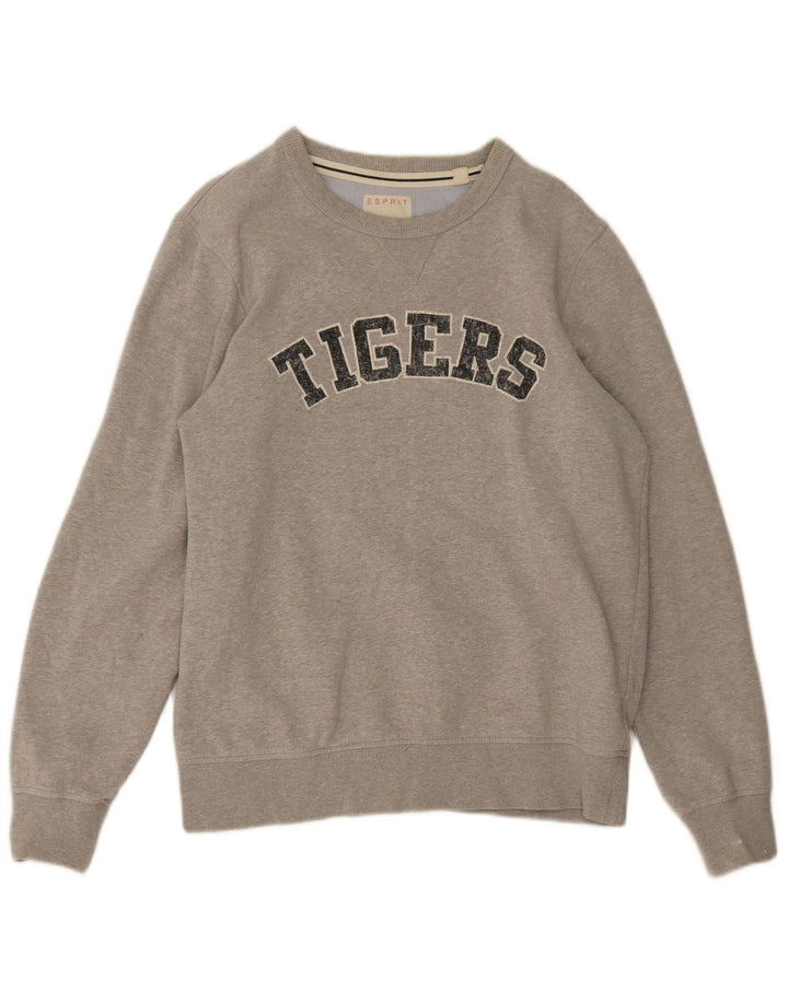 Felpa grafica da uomo Esprit Maglione grande cotone chiazzato grigio