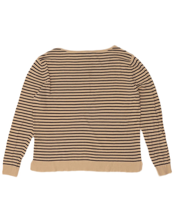 Top Zara da donna oversize a maniche lunghe UK 10 piccolo beige a righe nautiche