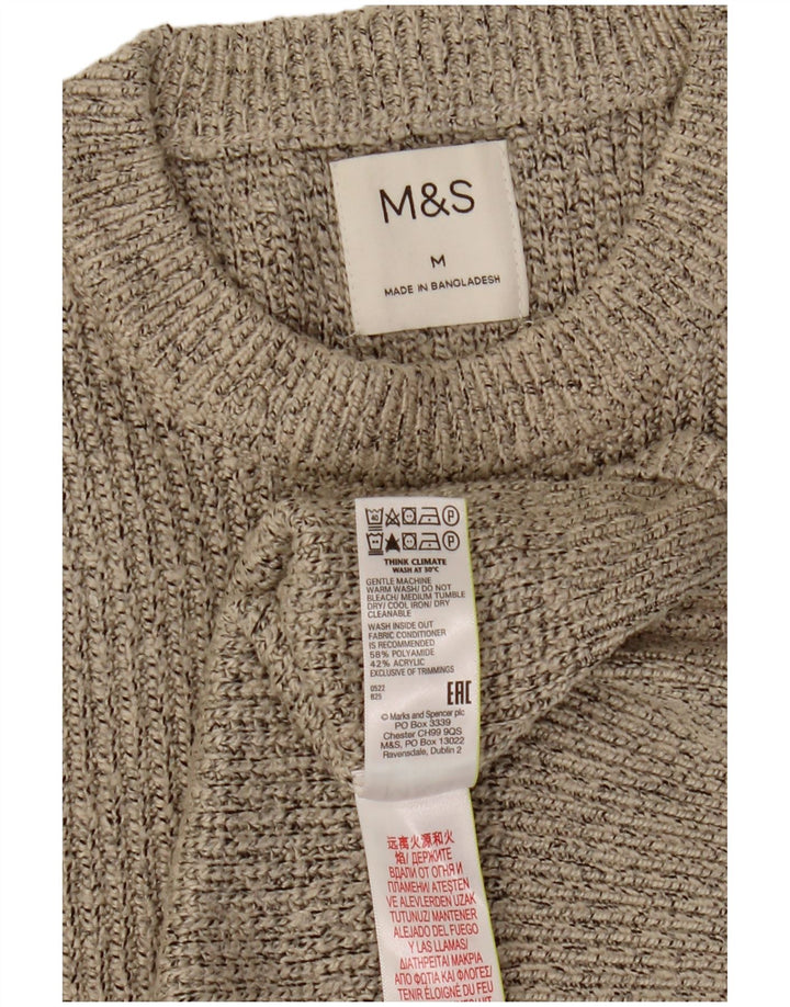 Maglione maglione girocollo da uomo Marks & Spencer beige medio chiazzato