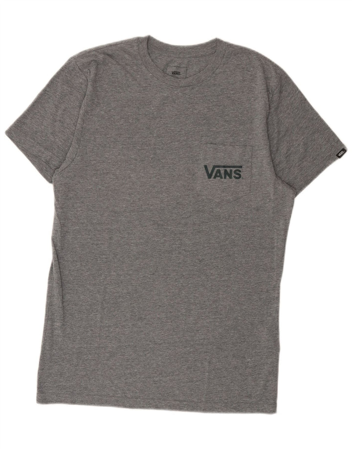 T-shirt grafica personalizzata da uomo di Vans, top in cotone chiazzato grigio medio