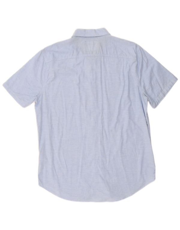 Camicia Hollister da uomo slim fit a maniche corte grande in cotone blu