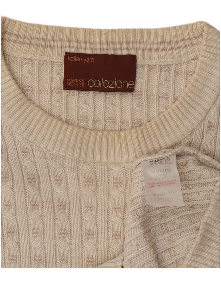 Maglione maglione girocollo da uomo Marks & Spencer medio acrilico bianco sporco