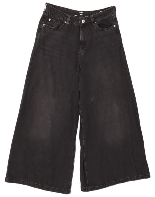 Jeans a gamba larga da donna Marks & Spencer UK 14 Large W32 L27 Cotone nero