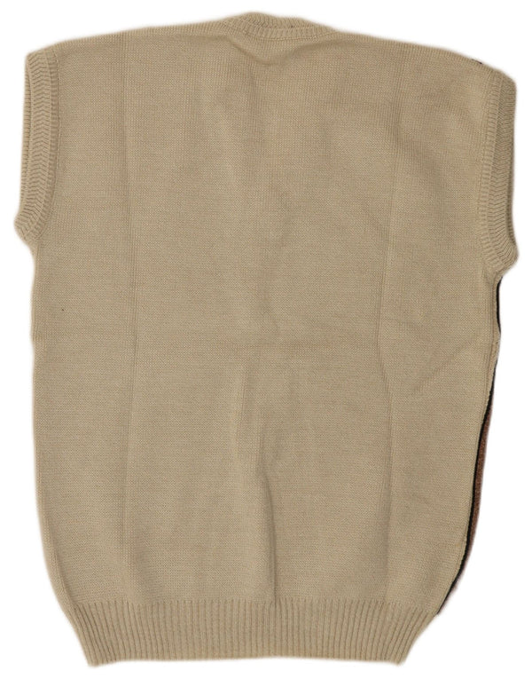 Canotta vintage da uomo 3XL in acrilico a strisce beige