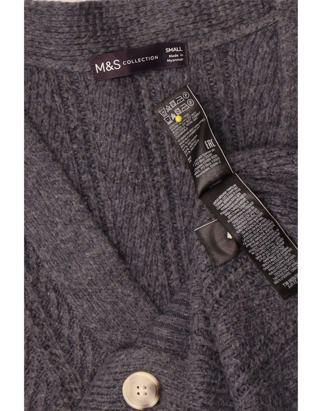 Maglione cardigan oversize da donna Marks & Spencer UK 10 piccolo grigio