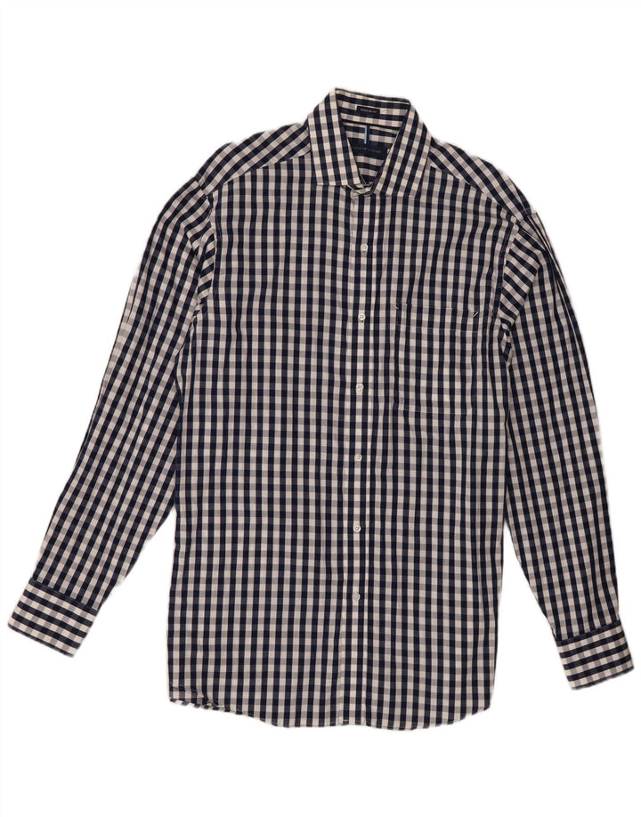 Camicia da uomo vestibilità regolare Tommy Hilfiger taglia 15 1/2 percalle medio blu navy