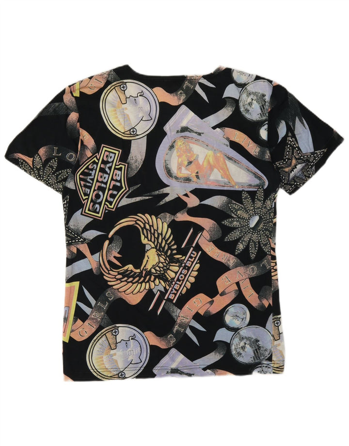Byblos T-shirt grafica da donna Top UK 12 cotone multicolore medio