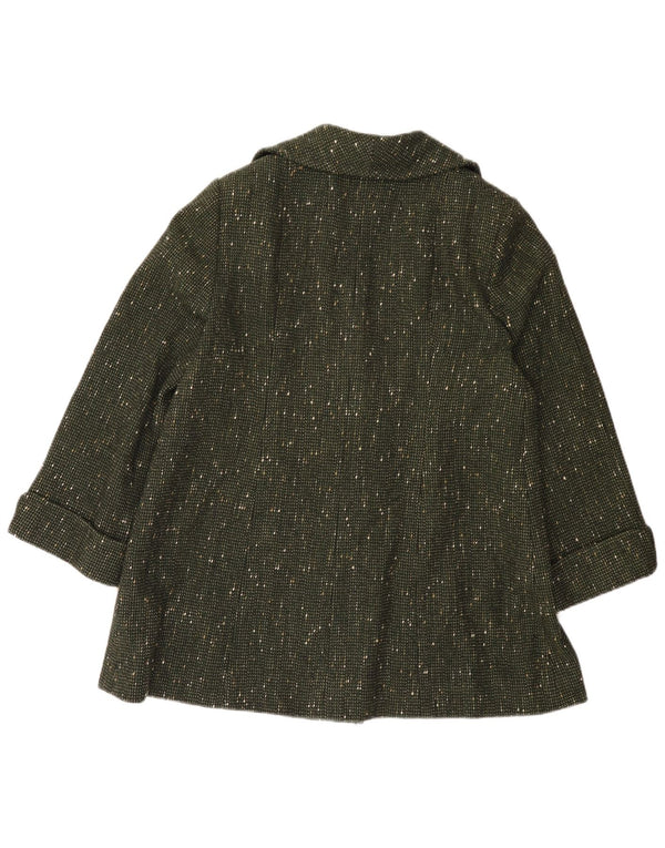 Soprabito vintage da donna UK 14 grande verde chiazzato
