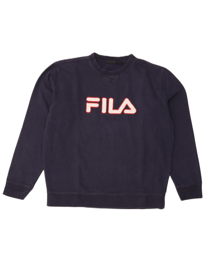 Felpa grafica da uomo Fila Jumper XL in cotone blu navy