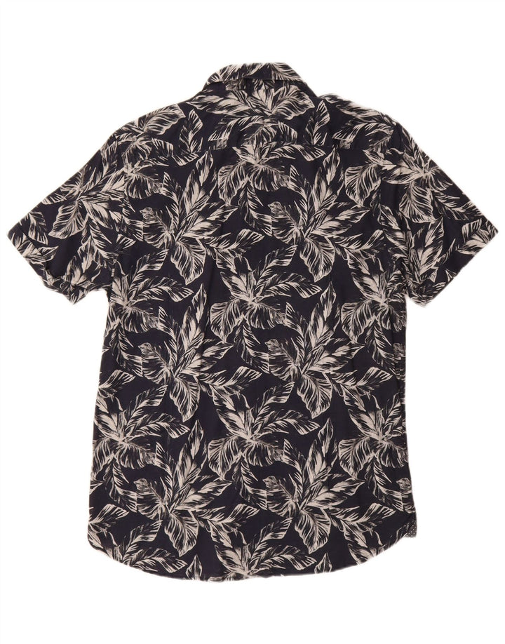 Ted Baker Camicia a maniche corte da uomo taglia 3 cotone floreale medio blu navy