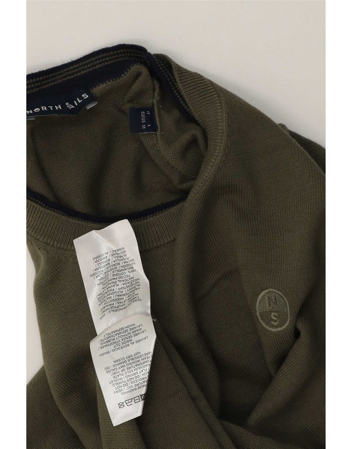 Maglione girocollo da uomo North Sails in cotone kaki medio