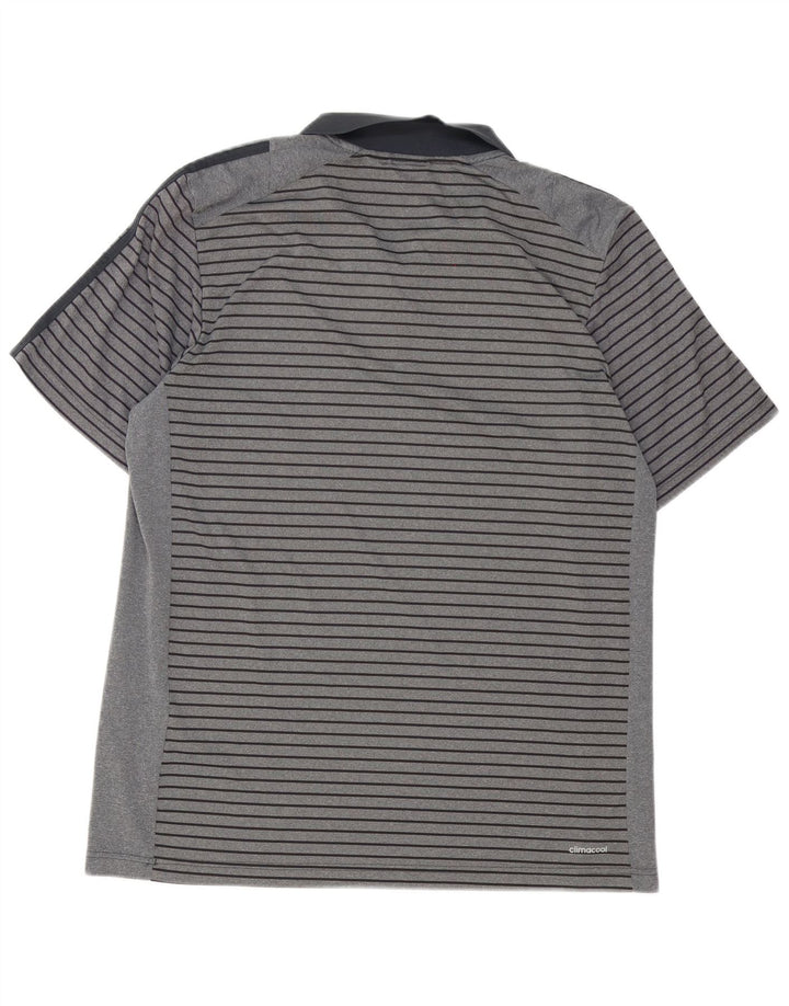 Polo Adidas Climacool da uomo XL in poliestere a righe grigie