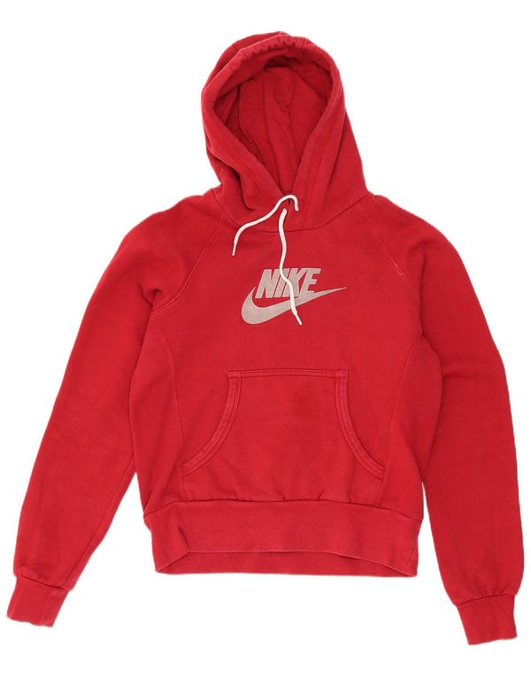 Maglia corta con cappuccio grafico Nike da donna UK 8/10 piccola in cotone rosso