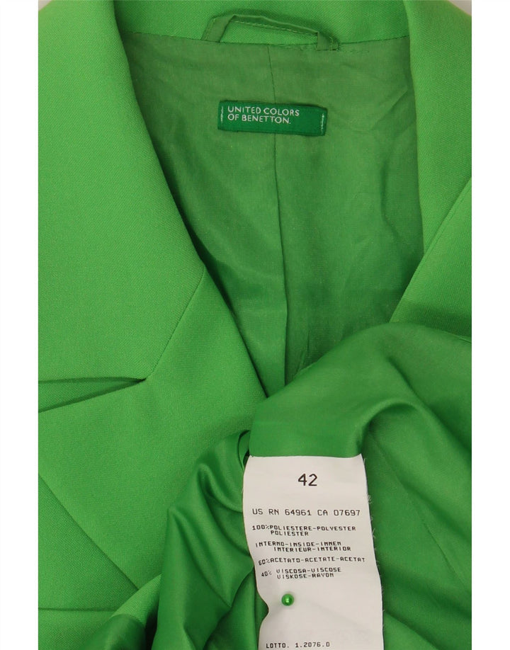 Giacca Blazer a 3 Bottoni da Donna Benetton IT 42 Verde Medio Poliestere