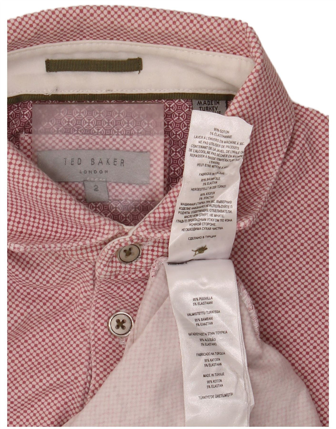 Polo da uomo Ted Baker taglia 2 piccola in cotone maculato rosa
