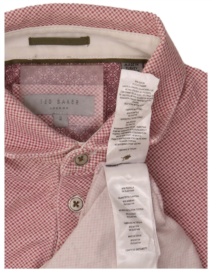 Polo da uomo Ted Baker taglia 2 piccola in cotone maculato rosa