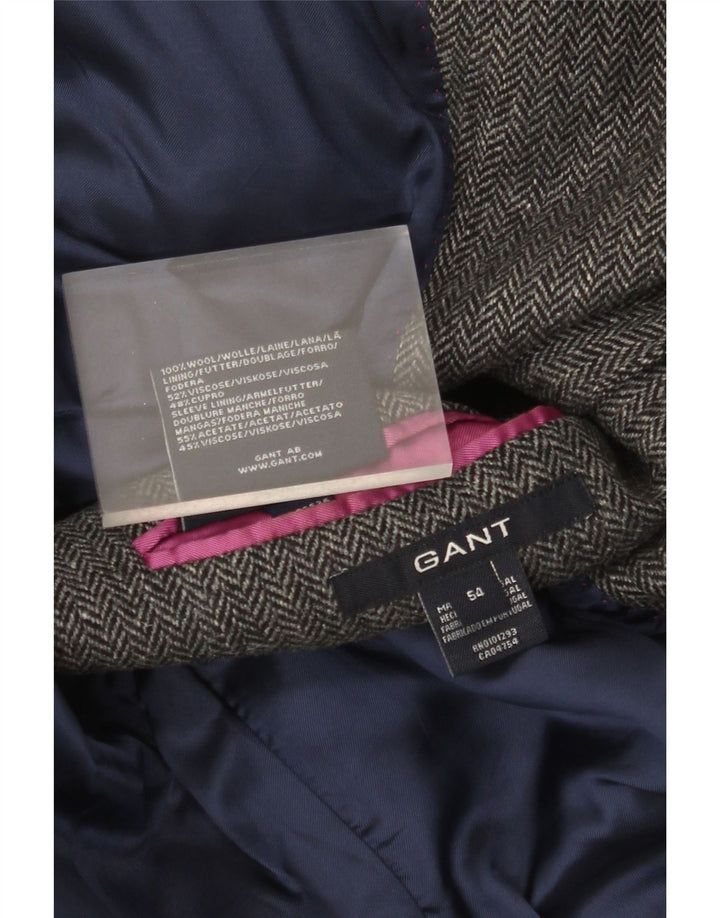 Giacca blazer da uomo a 2 bottoni Gant IT 54 2XL Lana a spina di pesce grigia
