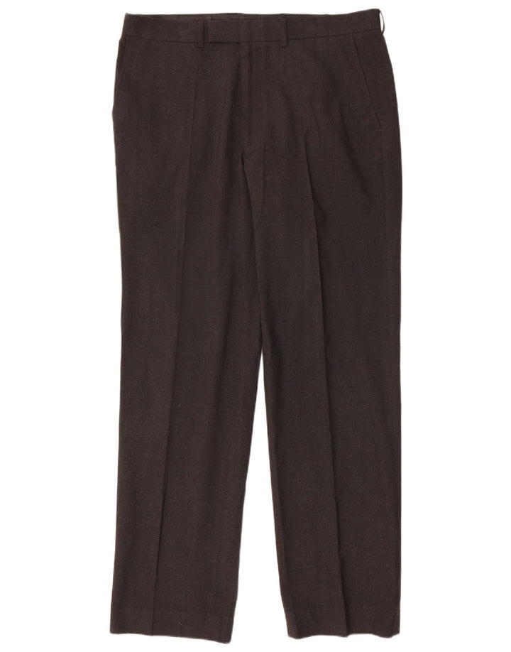 Pantaloni da abito dritti da uomo Marks & Spencer W36 L33 poliestere grigio