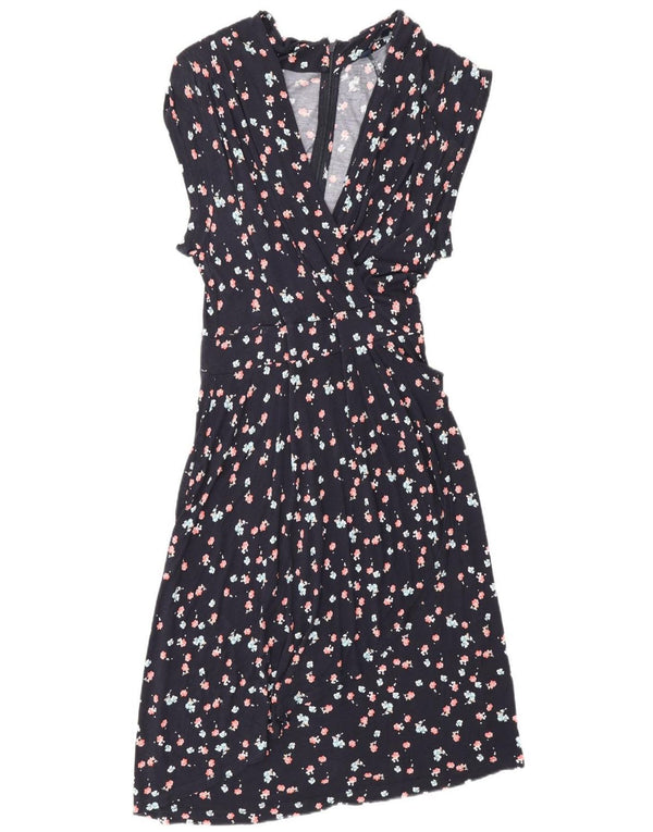 Abito a trapezio da donna French Connection UK 14 Viscosa floreale blu navy medio