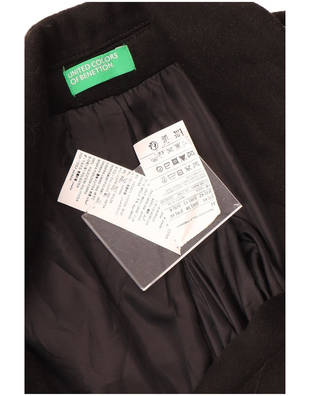 Cappotto da donna Benetton UK 12 medio nero poliestere