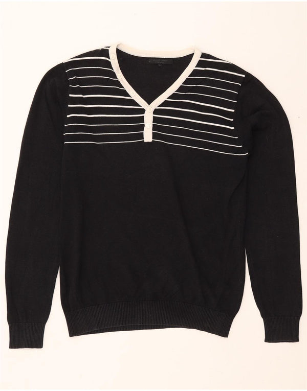 JACK & JONES Maglione da uomo con scollo a V a righe grandi nere