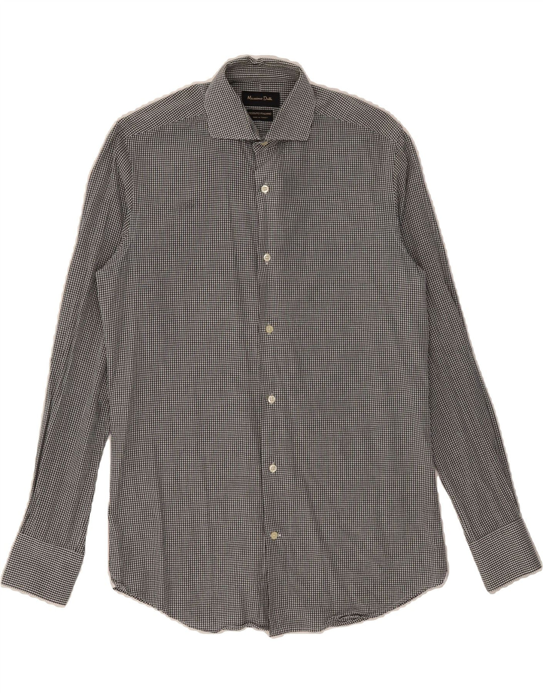 MASSIMO DUTTI Mens Shirt Size 15 38 Medium Black Gingham Cotton Vintage Massimo Dutti and Second-Hand Massimo Dutti from Messina Hembry 