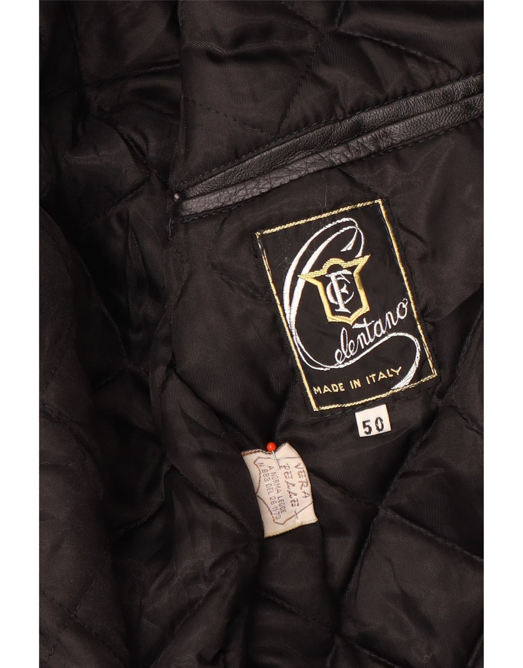 Giacca in pelle vintage da uomo IT 50 grande in pelle nera