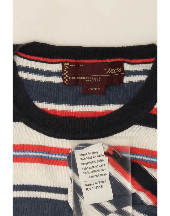 Marlboro Classics Maglione girocollo da uomo a righe grandi multicolori